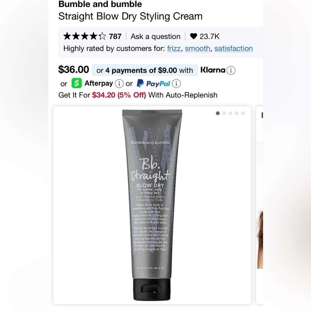 Bumble and bumble Straight Blow Dry Cream in Black Tube